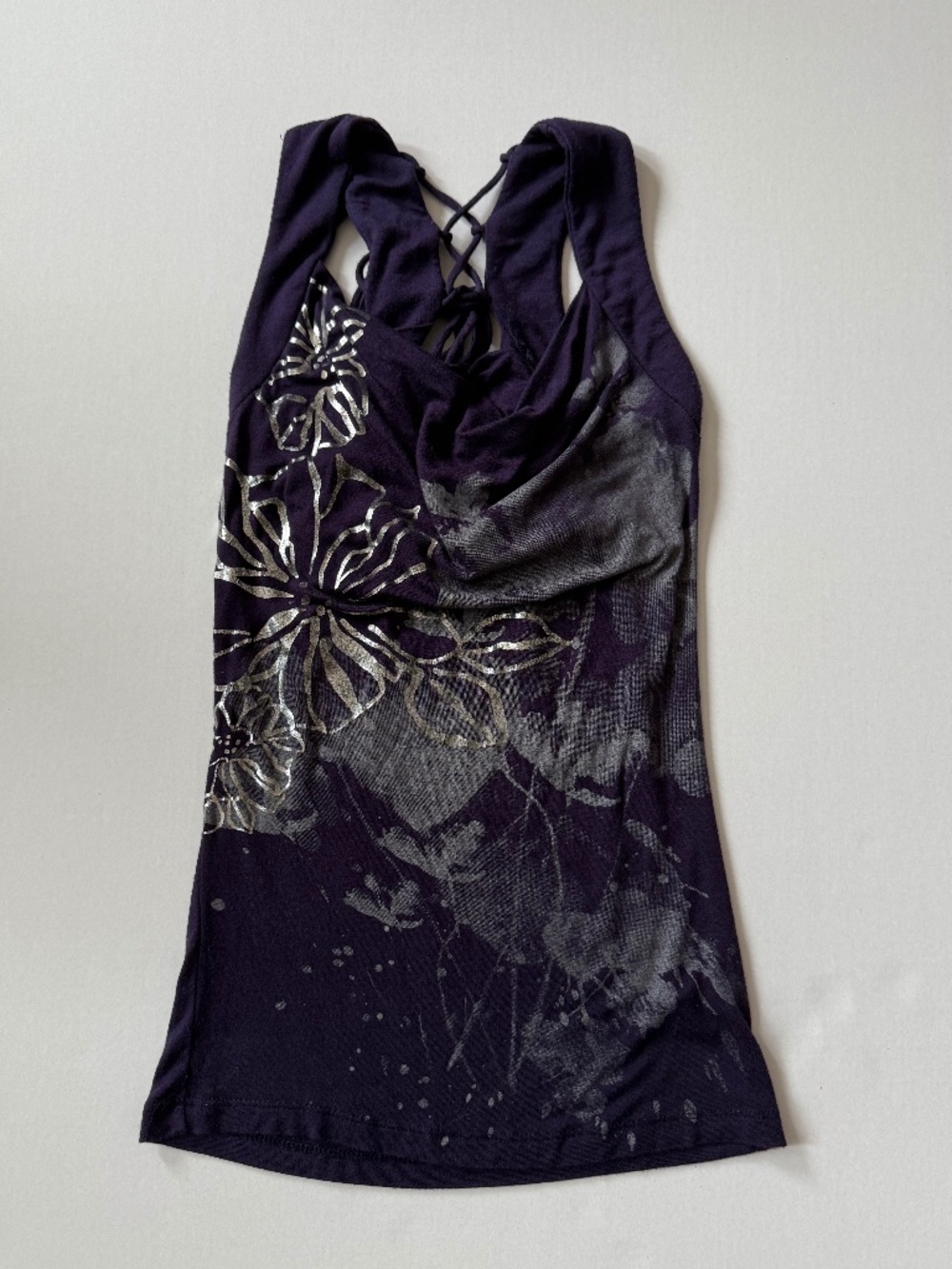 Y2K Purple Metallic Halter Tap | Vintage | Going Out Top